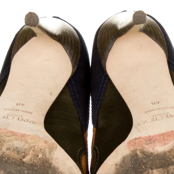 Jimmy Choo Shoes Heels Mitzu 110 Satin Color Block Stiletto Ankle Booties - Picture 7 of 7